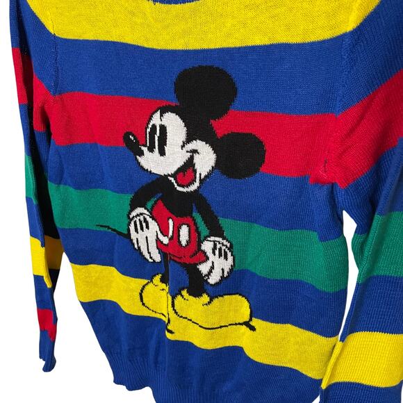 Boys Disney 100 Mickey Mouse Retro Look Striped Pullover Sweater | Size Large - Picture 4 of 6